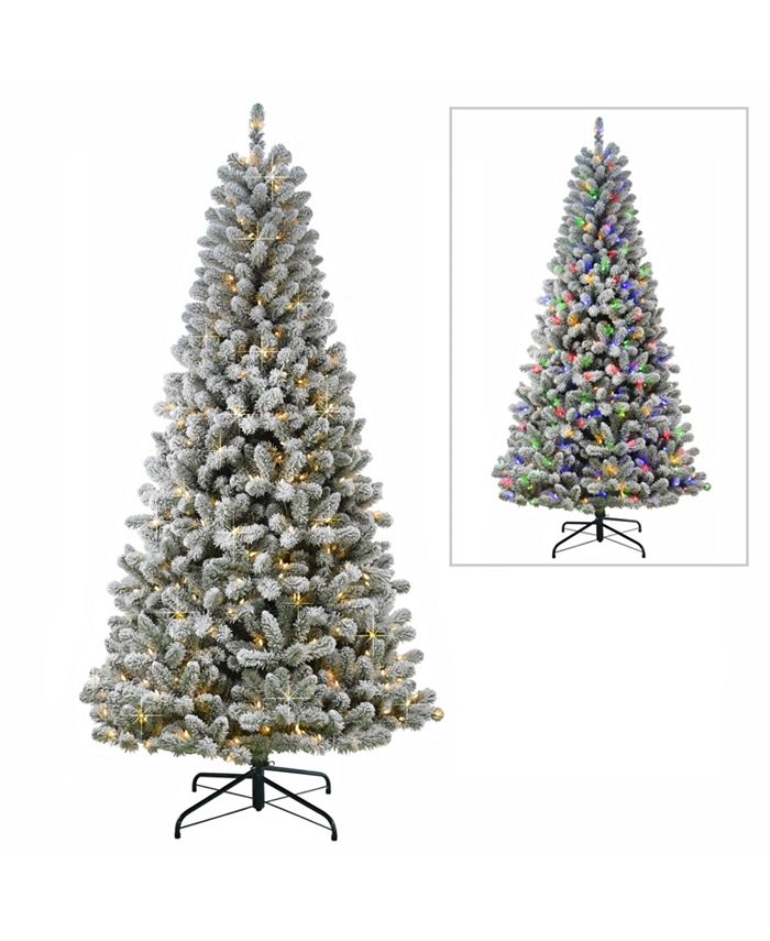 Puleo PreLit Flocked Virginia Pine Artificial Christmas Tree with 400