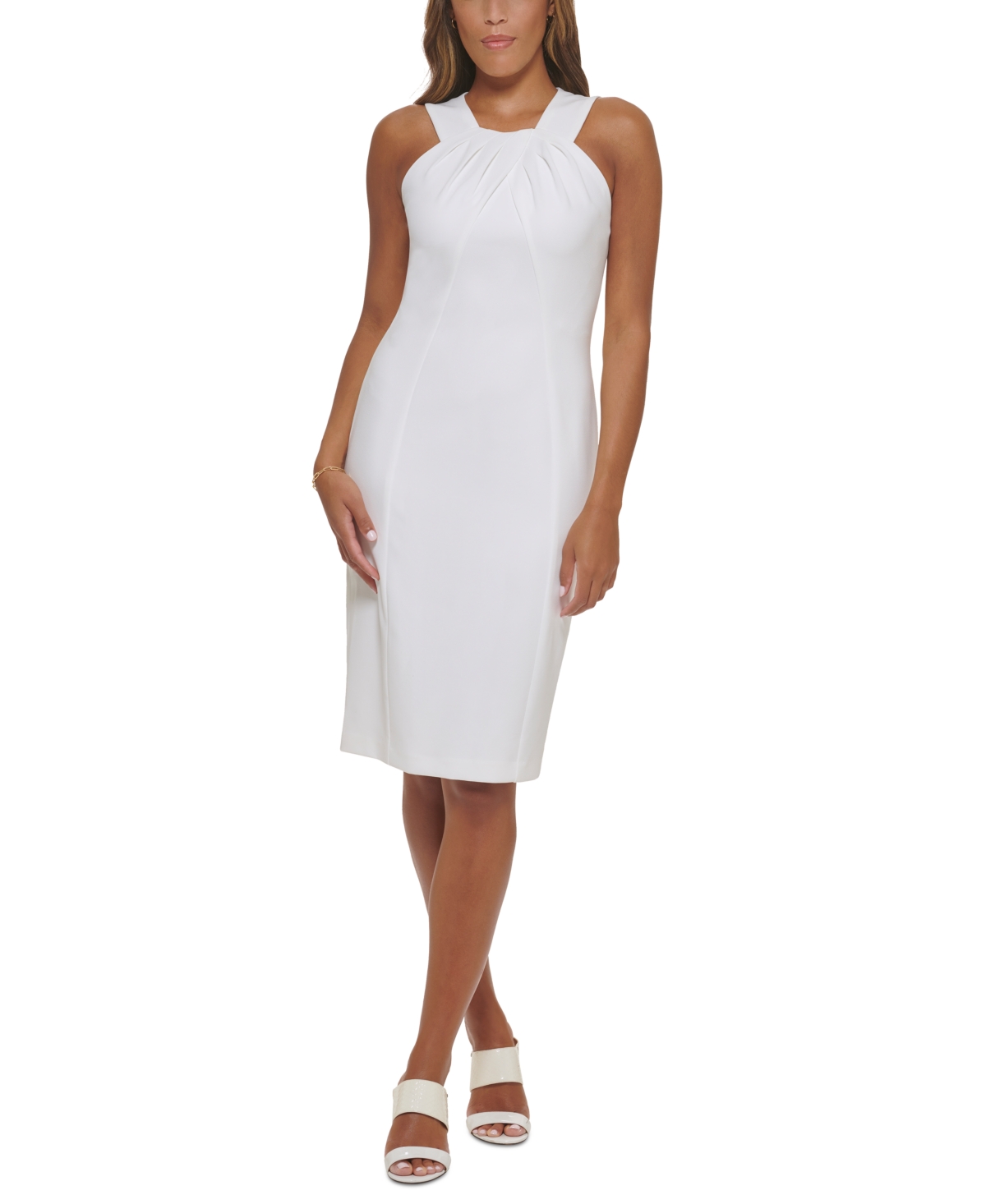 Calvin Klein Women's Sleeveless Halter Sheath Dress In Cream | ModeSens