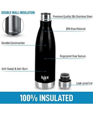 Stainless Steel Water Bottle - Double Wall Insulated Metal Water Bottle For Hot & Cold Drinks