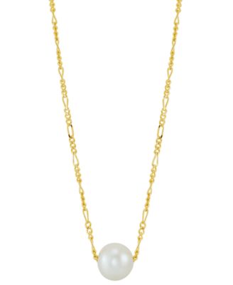 Macy's - Cultured Freshwater Pearl (8mm) Solitaire 18" Pendant Necklace in 14k Gold-Plated Sterling Silver