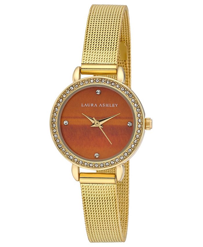 Laura Ashley Women s Gemstone Gold Tone Alloy Bracelet Watch 26mm