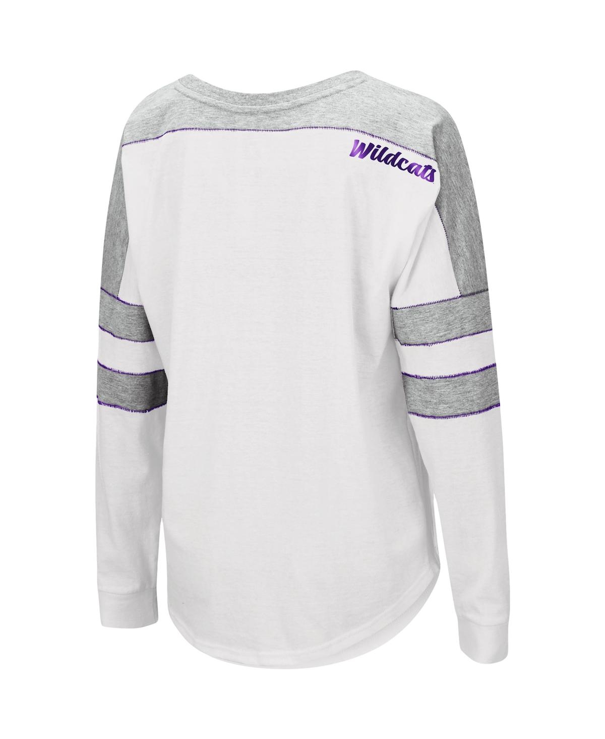 Shop Colosseum Women's  White Kansas State Wildcats Trey Dolman Long Sleeve T-shirt