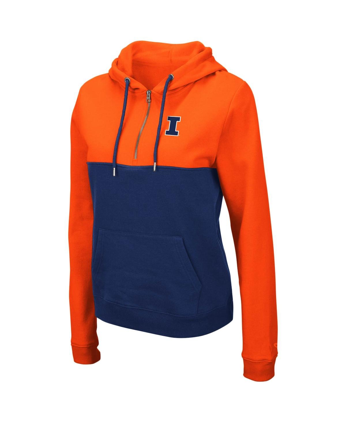 Colosseum Women's  Orange, Navy Illinois Fighting Illini Aidan Lightweight Quarter-zip Hoodie In Orange,navy