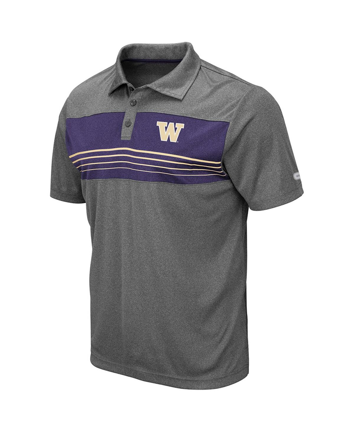 Colosseum Men's  Heathered Charcoal Washington Huskies Smithers Polo Shirt In Heathered Charcoal