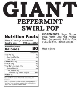 Macy's Candy Kitchen Giant Peppermint Swirl Pop and Giant Candy Cane, 2 Piece Set