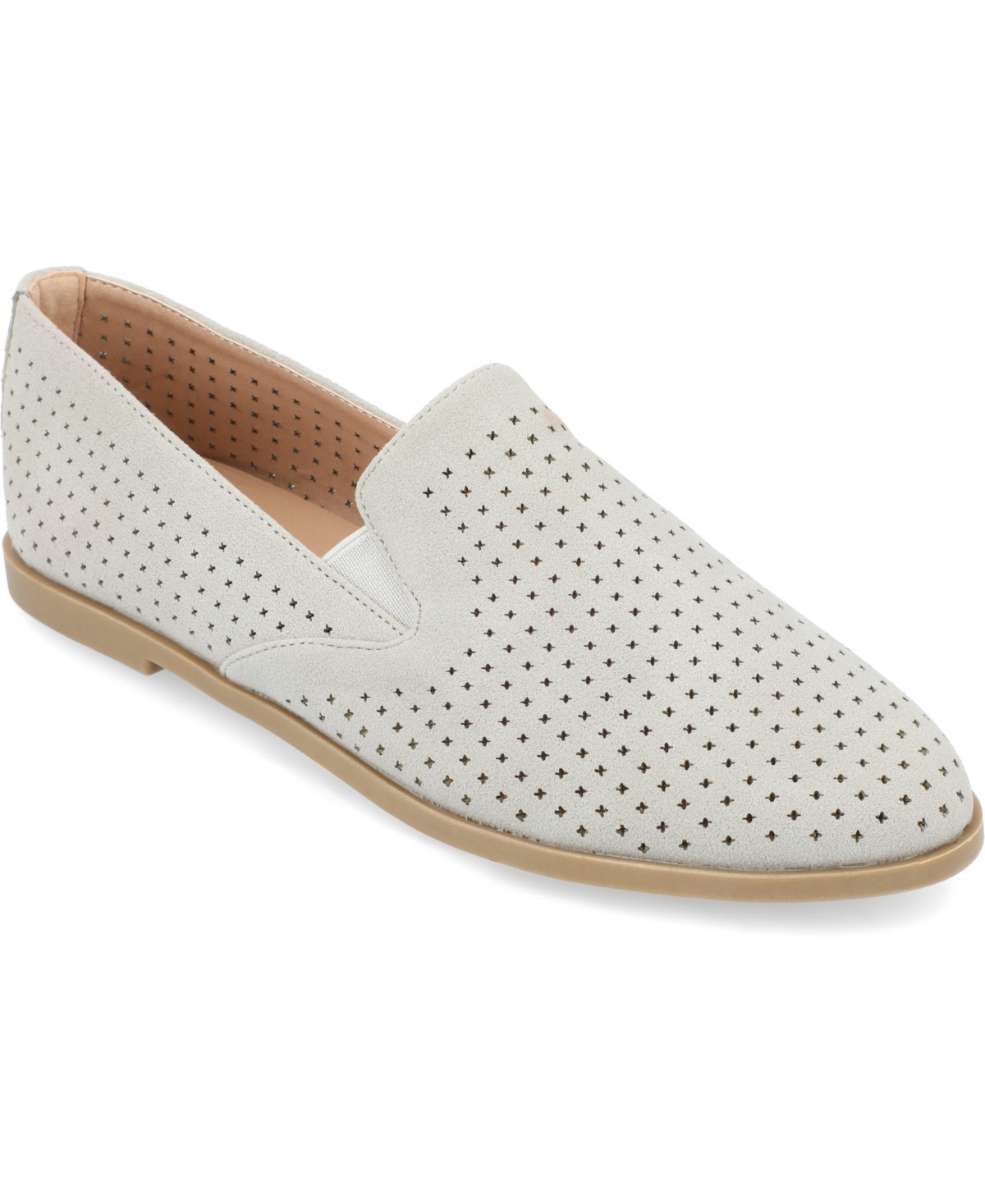 Shop Journee Collection Women's Lucie Perforated Slip On Loafers In Gray