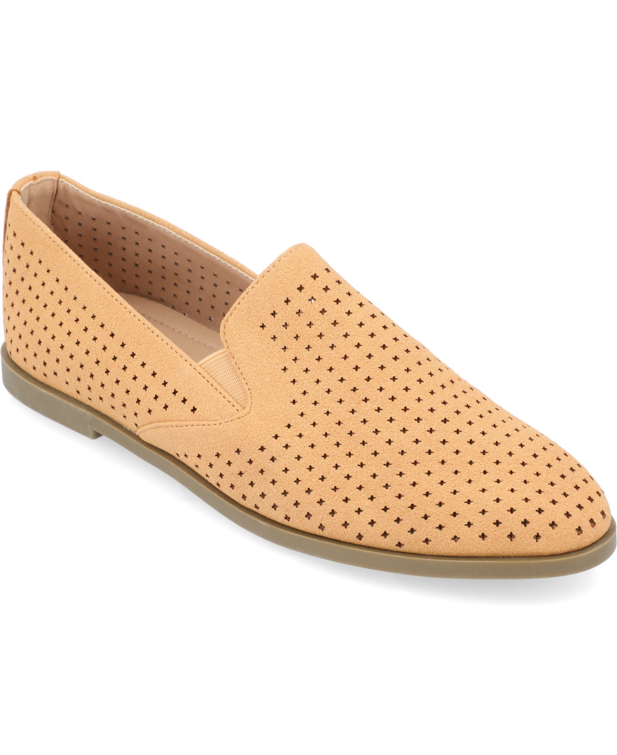 Shop Journee Collection Women's Lucie Perforated Slip On Loafers In Tan