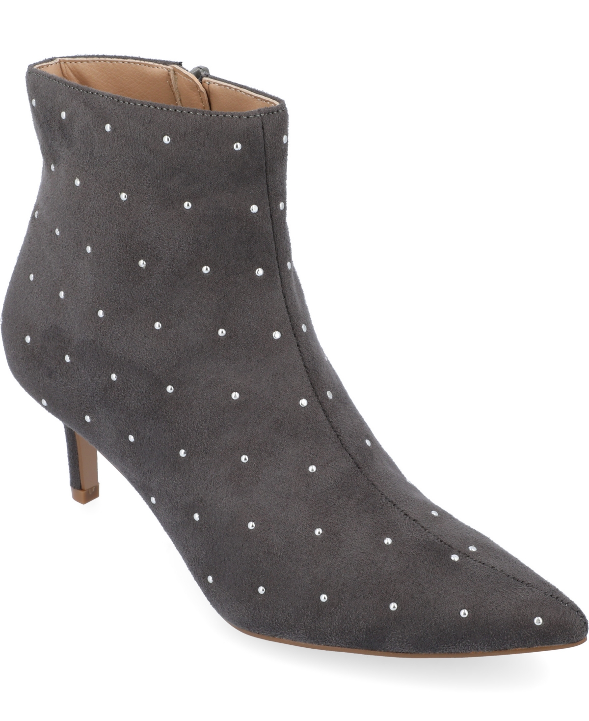 Journee Collection Women's Rossia Stud Embellished Pointed Toe Kitten Heel Dress Booties
