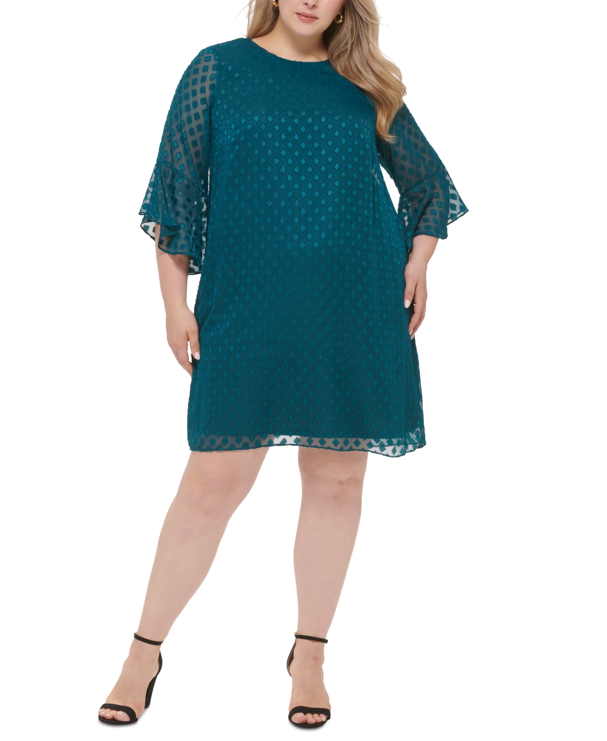 Jessica Howard Plus Size Flutter-Sleeve A-Line Dress