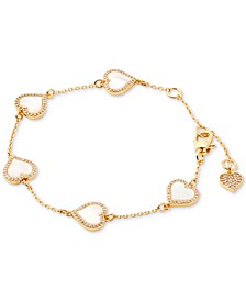 Gold-Tone Pavé & Mother-of-Pearl Heart Link Bracelet