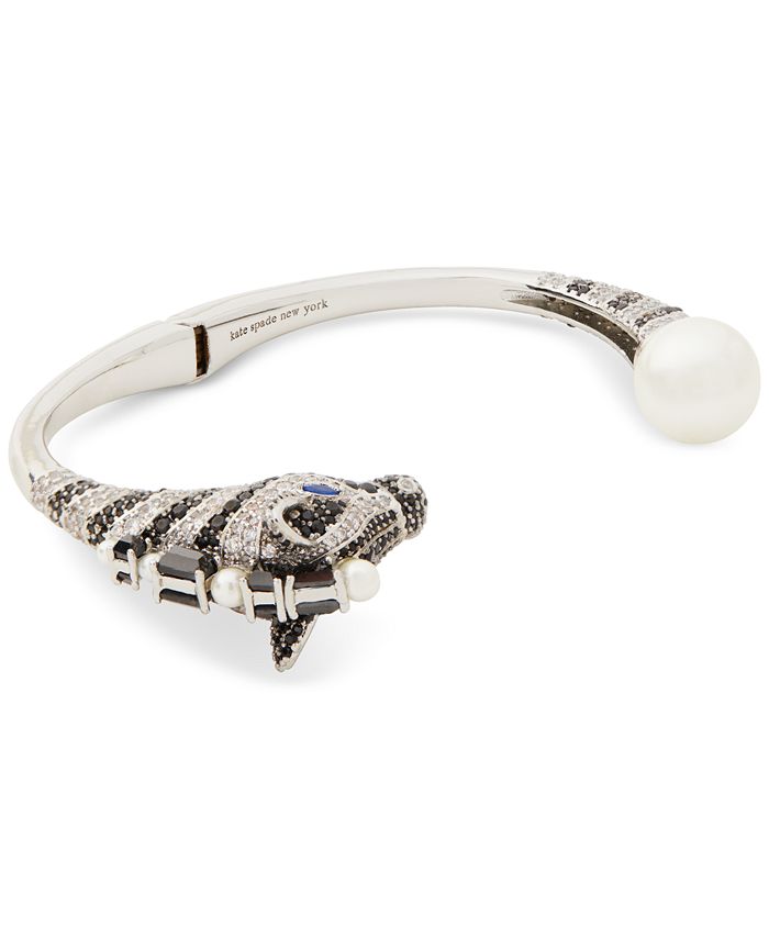 kate spade new york SilverTone Pavé & Imitation Pearl Zebra Cuff Bracelet Macy's