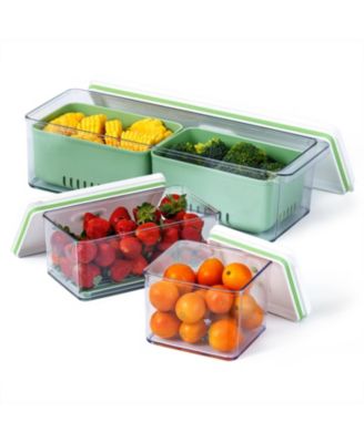 Stackable Produce Savers, Organizer Bins, Set of 3, Green