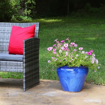 Chalet Outdoor/Indoor High-Fired Glazed UV- and Frost-Resistant Ceramic Planter with Drainage Holes - 15" Diameter