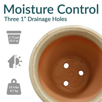UV- and Frost-Resistant Ceramic Flower Pot Planter with Drainage Holes