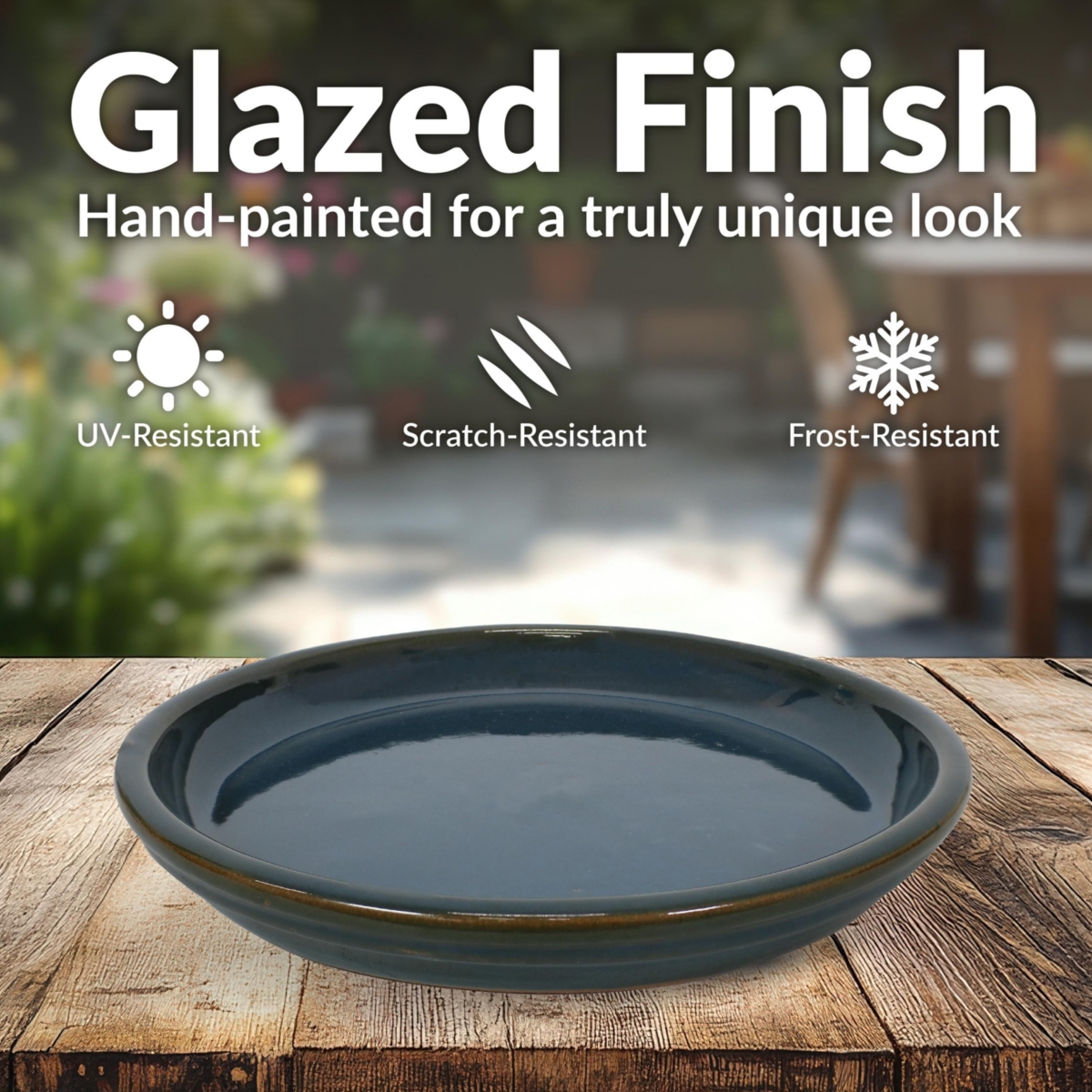 Outdoor/Indoor High-Fired Glazed Uv- and Frost-Resistant Ceramic Flower Pot Planter Saucers
