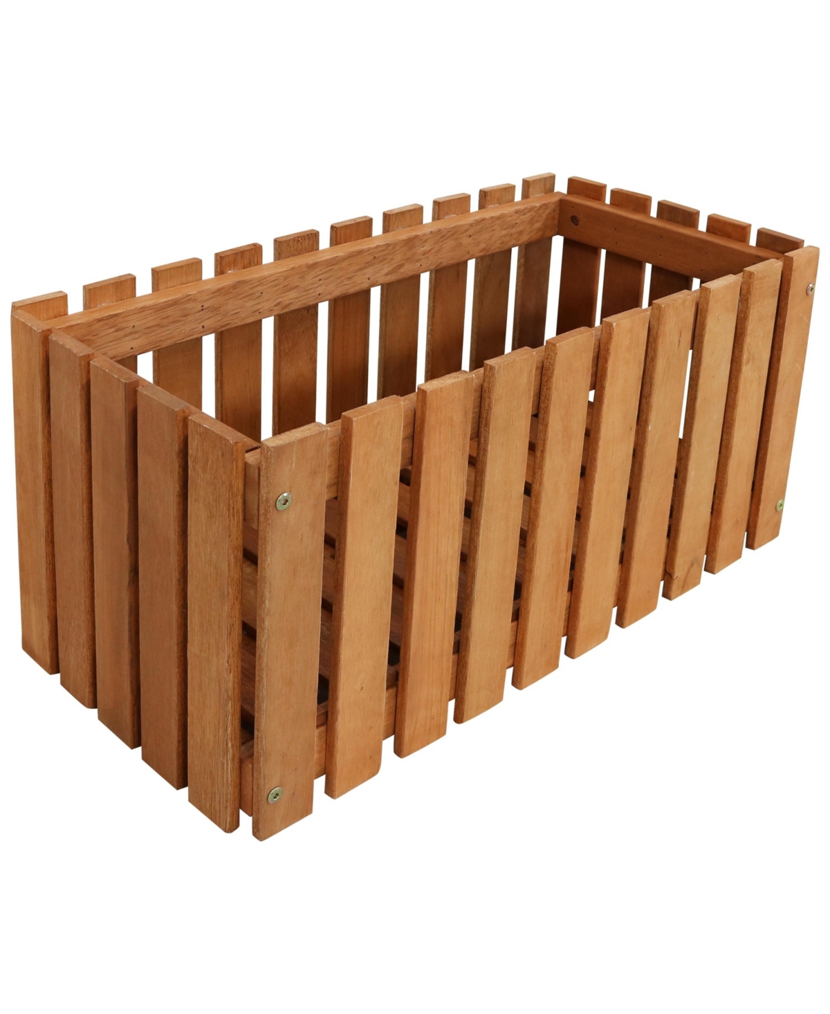 Meranti Wood Decorative Picket Style Planter Box - 24 in - Brown