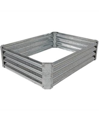 Outdoor Lawn and Garden Galvanized Steel Rectangle Raised Vegetable Garden or Flower Bed Planter Kit - 22" - Silver