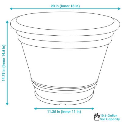 Indoor/Outdoor Patio, Garden, or Porch Weather-Resistant Franklin Flower Pot Planter - 20"