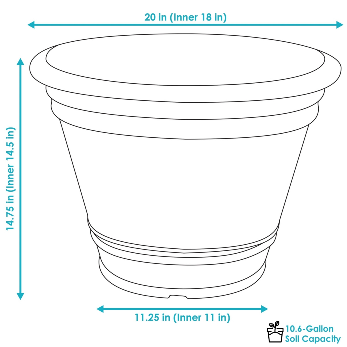 Franklin 20" Outdoor Plant Pot - Uv-Resistant Polyresin Flowerpot for Indoor or Outdoor Use - Sable