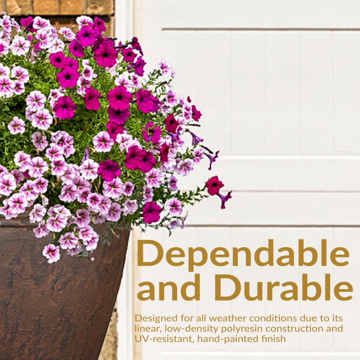 Sunnydaze Decor Anjelica Unbreakable Polyresin Planter - Rust - Set of 4