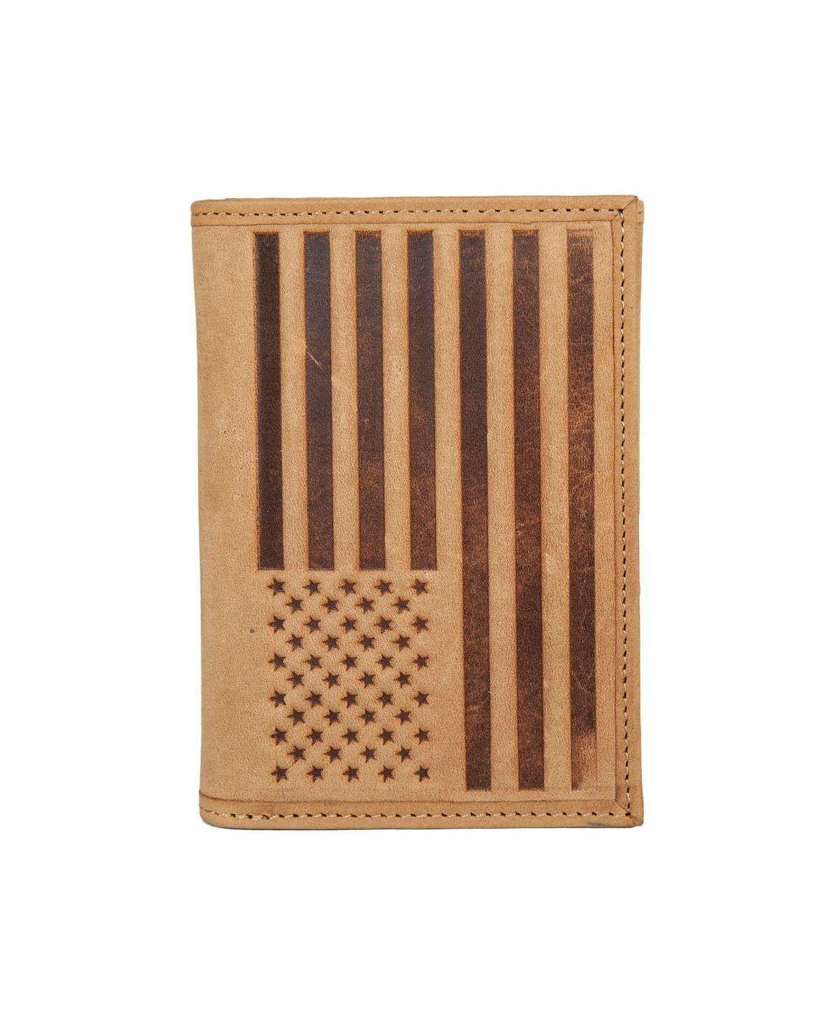 Мужской кожаный бумажник тройного сложения с тиснением в виде флага