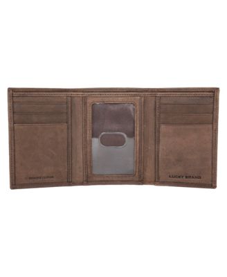 Men's Grooved Leather Trifold Wallet