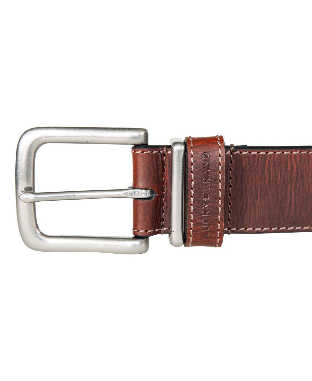 Lucky Brand Men's Leather Jean Belt with Metal and Leather Keeper