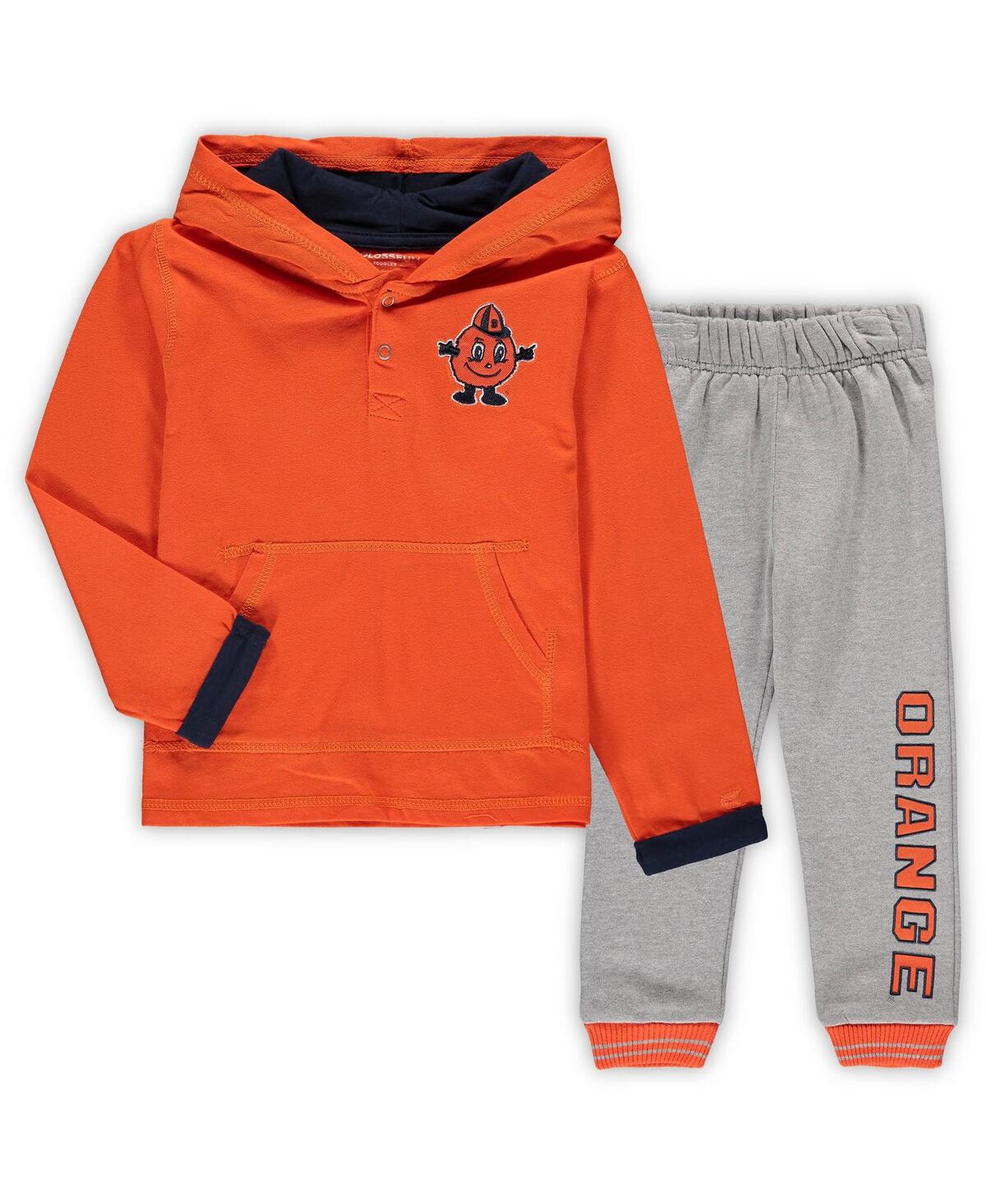 Colosseum Toddler Boys  Orange, Heathered Gray Syracuse Orange Poppies Hoodie And Sweatpants Set In Orange,heathered Gray