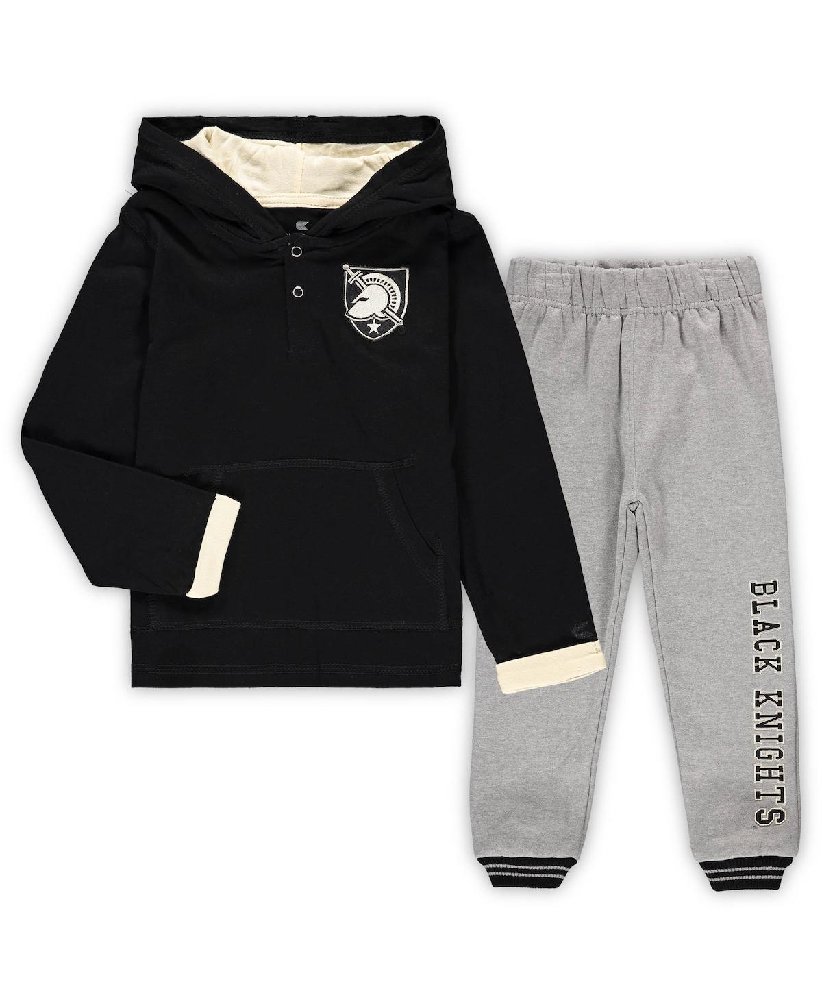Colosseum Babies' Toddler Boys  Black, Heathered Gray Army Black Knights Poppies Hoodie And Sweatpants Set In Black,heathered Gray