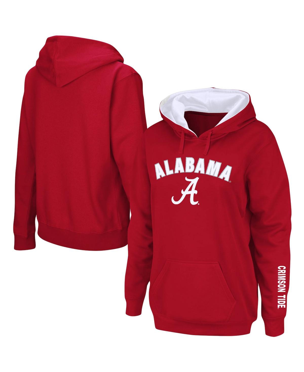 Colosseum Women's Crimson Alabama Crimson Tide Arch And Logo 1 Pullover Hoodie In Crimson