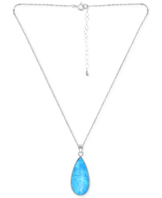 Onyx Teardrop Pendant Necklace in Sterling Silver, 16" + 2" extender, (Also in Blue Howlite & Sodalite), Created for Macy's
