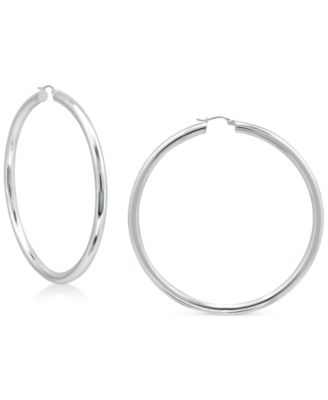 Round Polished Large Hoop Earrings, 70mm