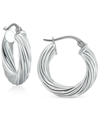 Wide Twist Small Hoop Earrings, 20mm