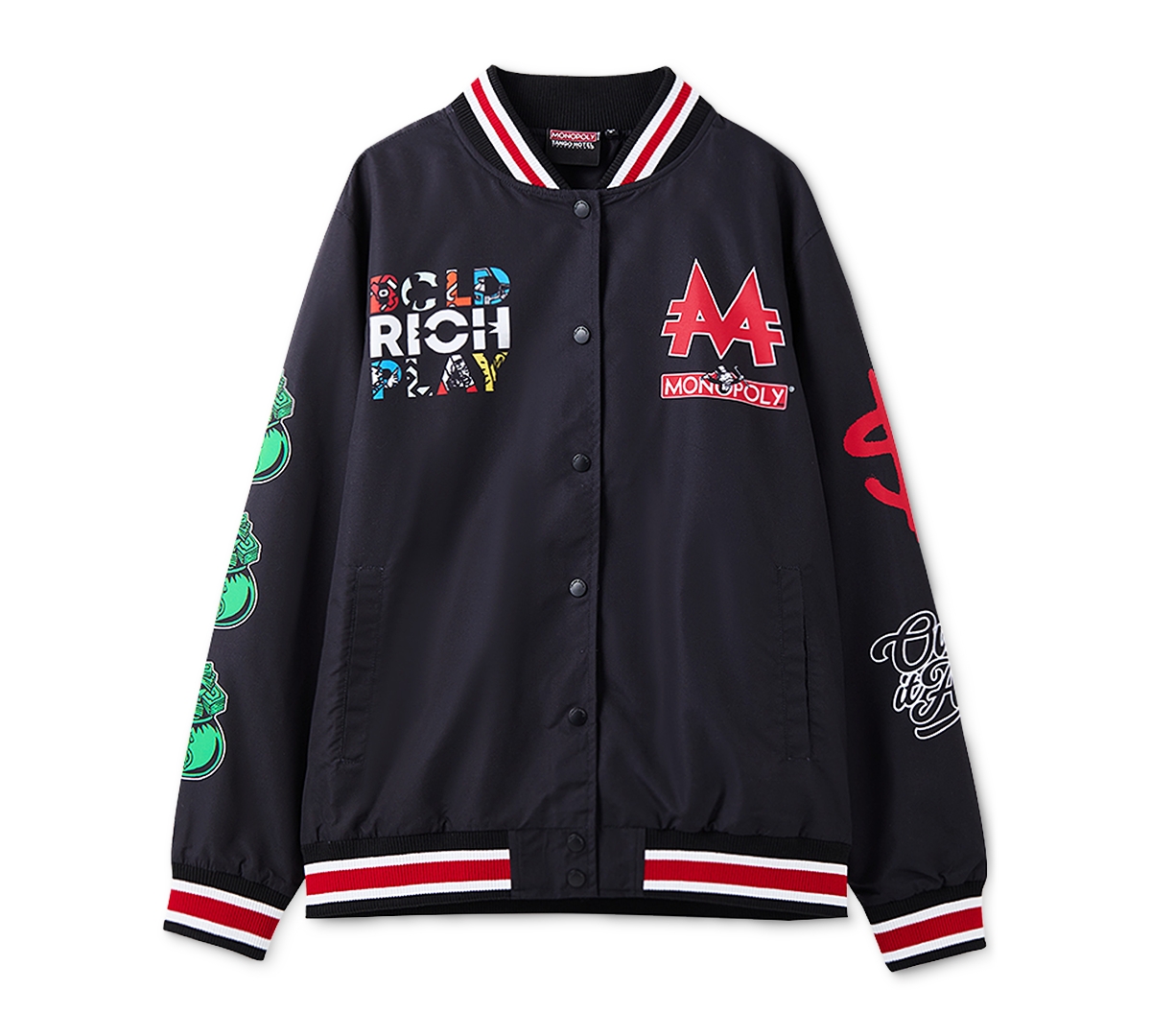 Tango Hotel Men's Monopoly Graphic Varsity Jacket In Black | ModeSens
