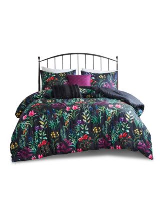 Madison Park Tasha Floral Comforter Sets Collection Bedding In Black