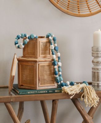 Handmade Beaded Geometric Garland with Tassel