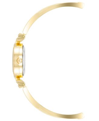 Women's Gold-Tone Alloy Bangle with Crystals Fashion Watch 24mm and Bracelet Set