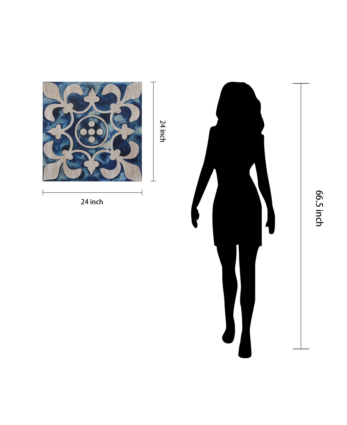 Empire Art Direct 'Cobalt Tile Iii' Fine Giclee Printed Directly On Hand Finished Ash Wood Wall Art,