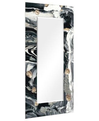 'Ebony' Rectangular On Free Floating Printed Tempered Art Glass Beveled Mirror, 72" x 36"