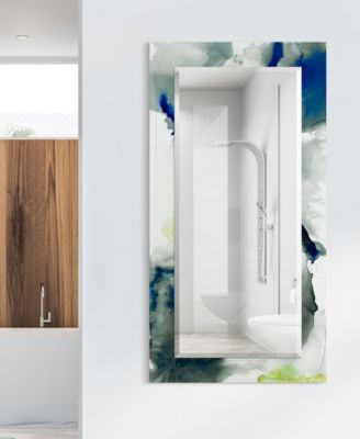 'Ephemeral' Rectangular On Free Floating Printed Tempered Art Glass Beveled Mirror, 54" x 28"