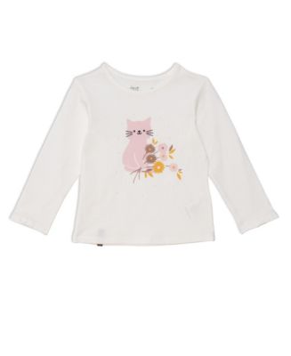 Deux par Deux Girl Long Sleeve Tee Shirt Off White - Toddler Child - Macy's