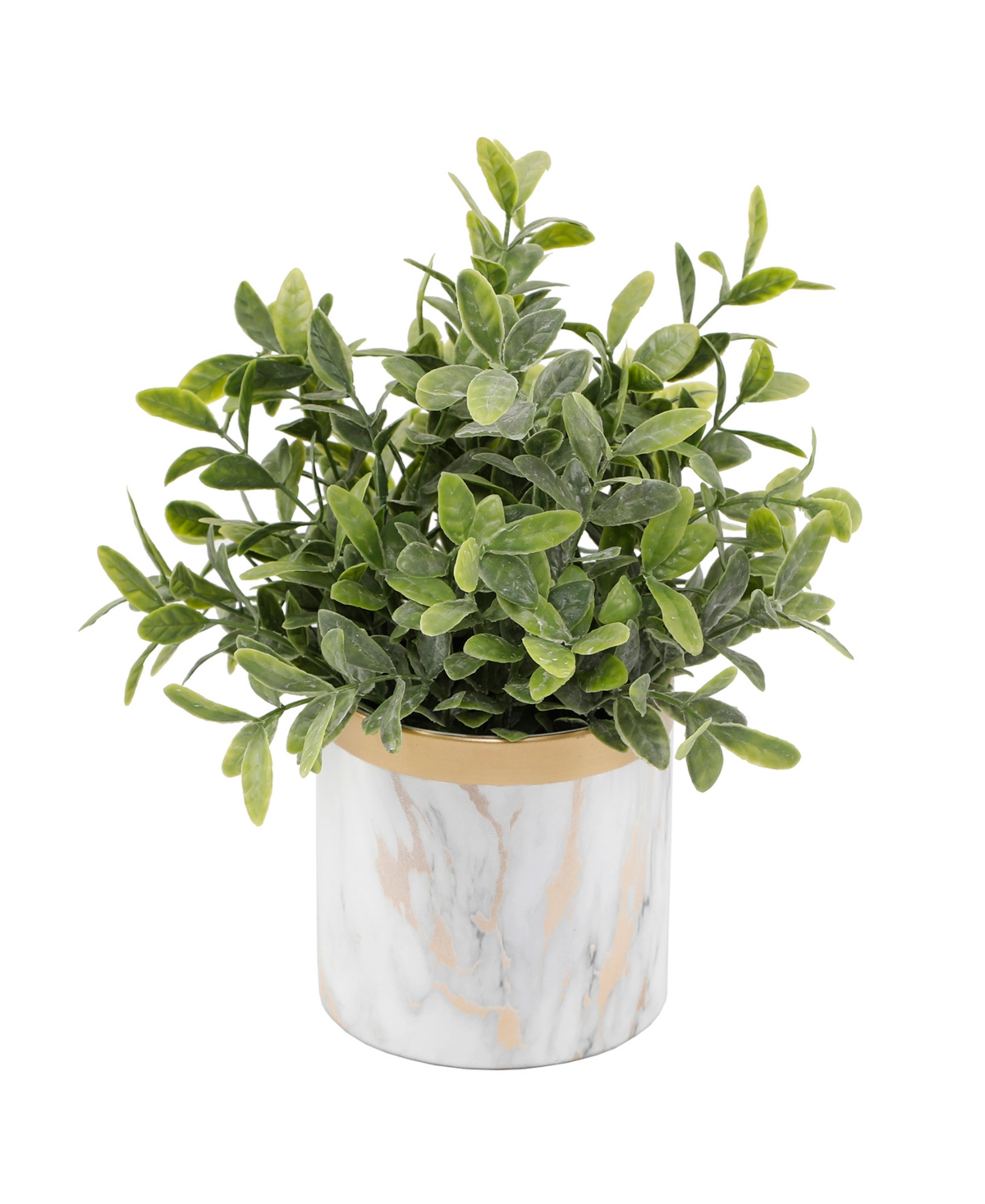 Tea Leaf in Ceramic Pot, 4.5" - White, Gold-Tone