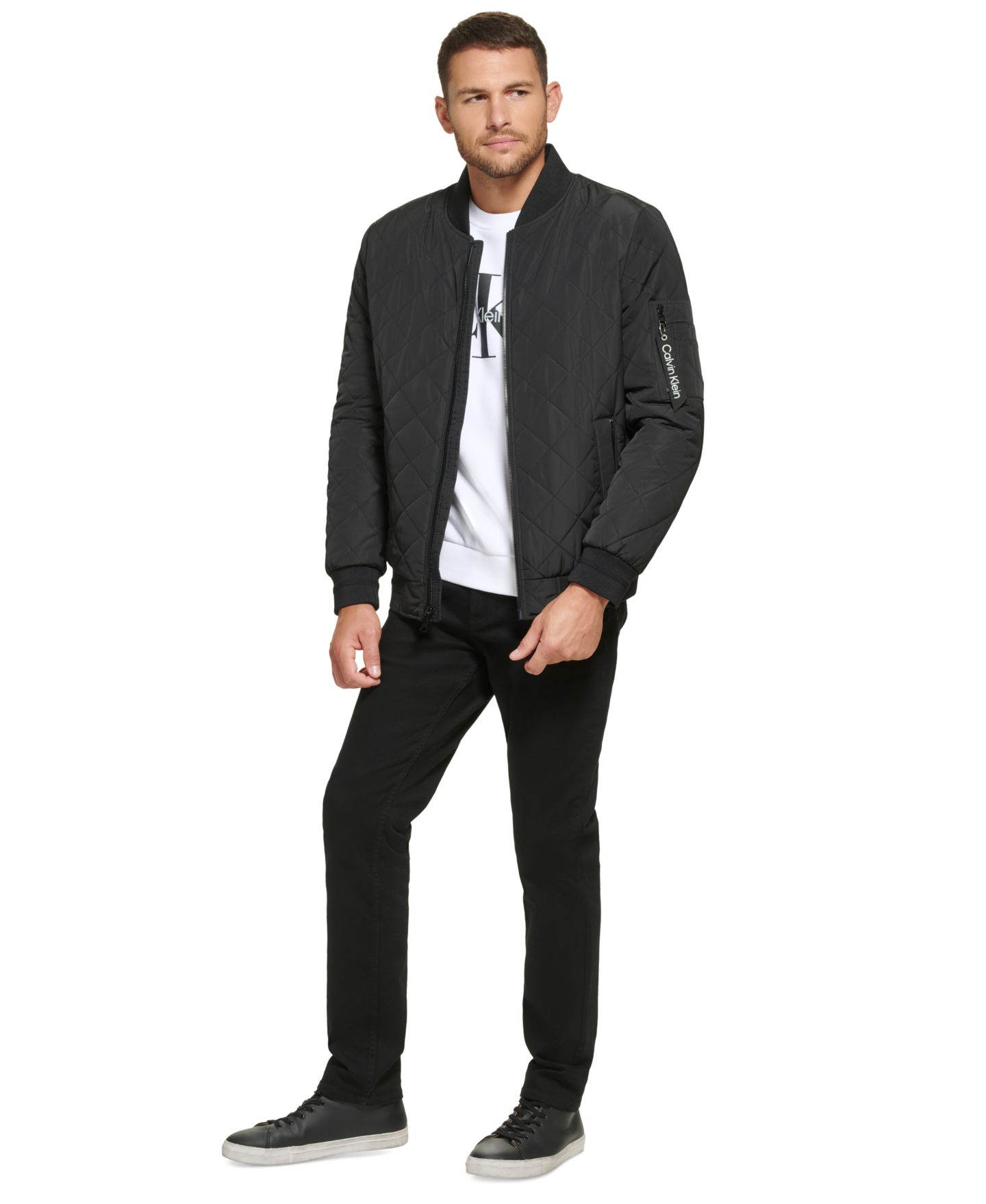 Мужская куртка Calvin Klein Quilted Baseball with Rib-Knit Trim, цвет: Чёрный — фото 4
