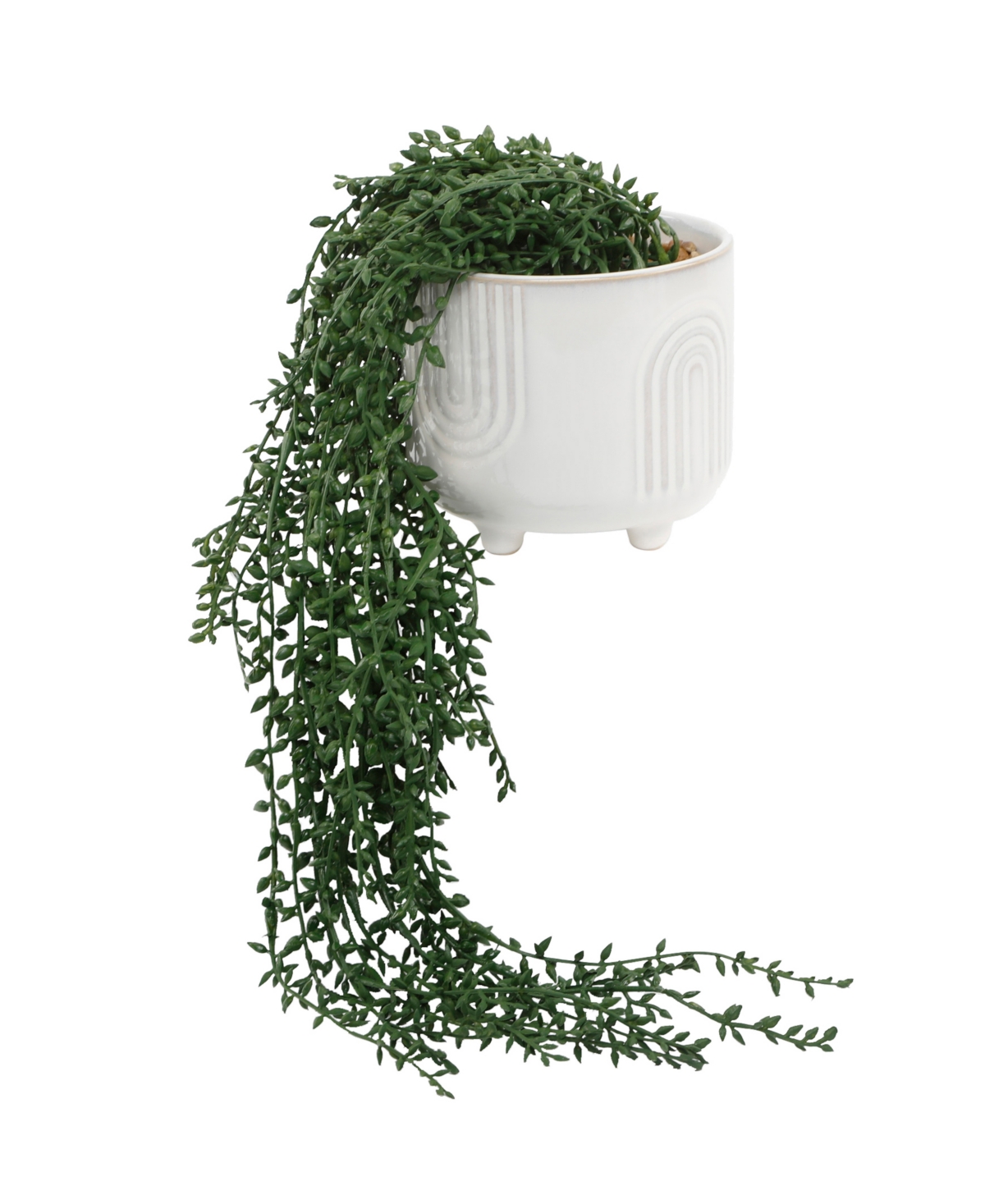 String of Beads in New Rainbow Ceramic Pot, 4.75" - White, Green