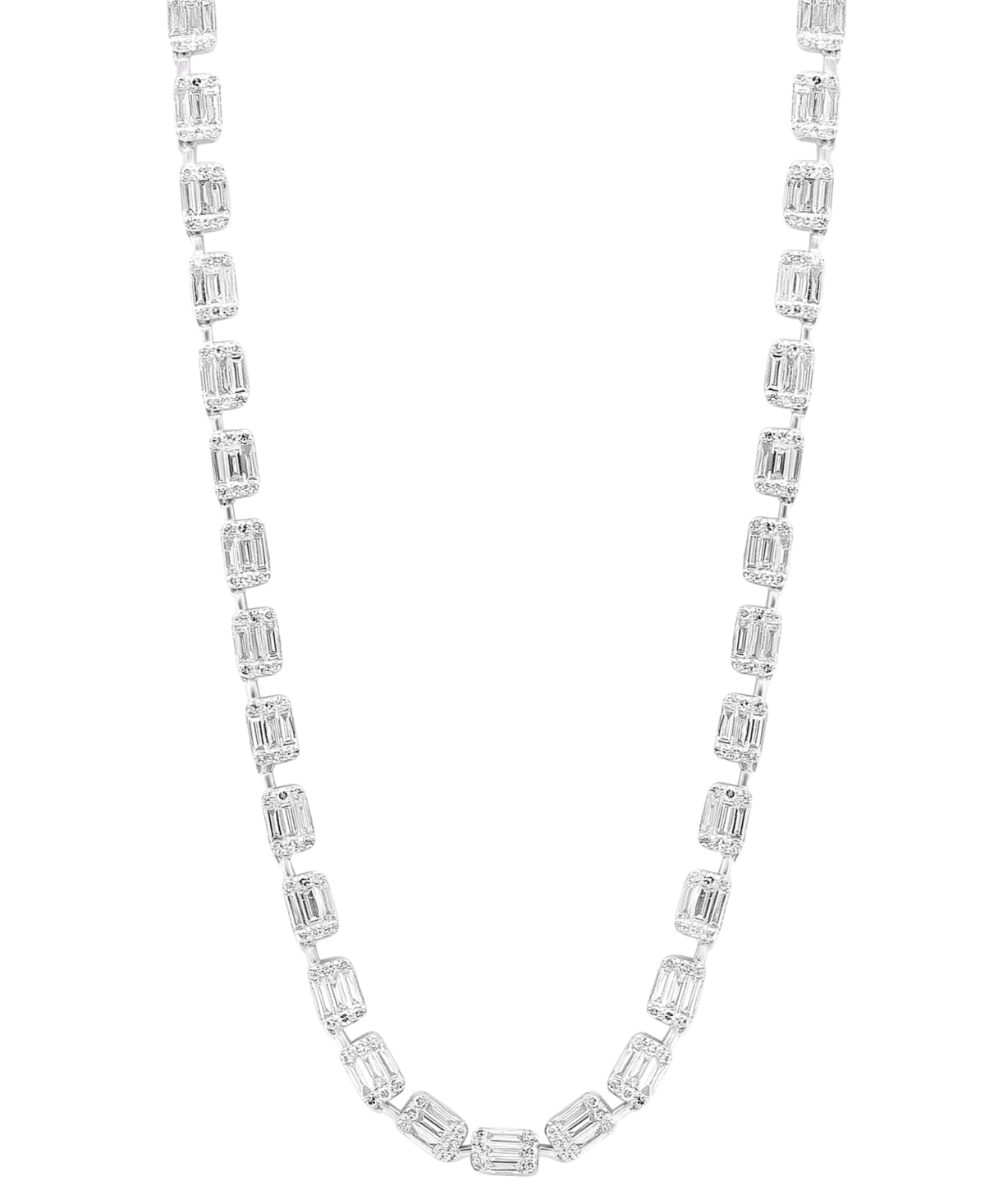 Effy Collection Effy Diamond Baguette & Round Cluster 18" Collar Necklace (8-1/5 Ct. T.w.) In 14k White Gold