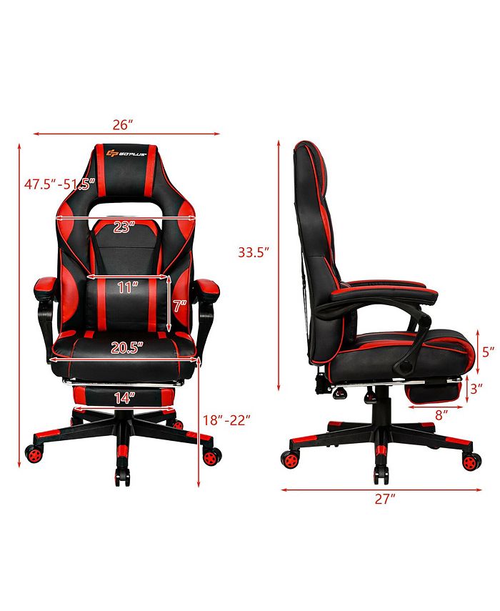 Costway Massage Gaming Chair Reclining Racing Computer Office Chair
