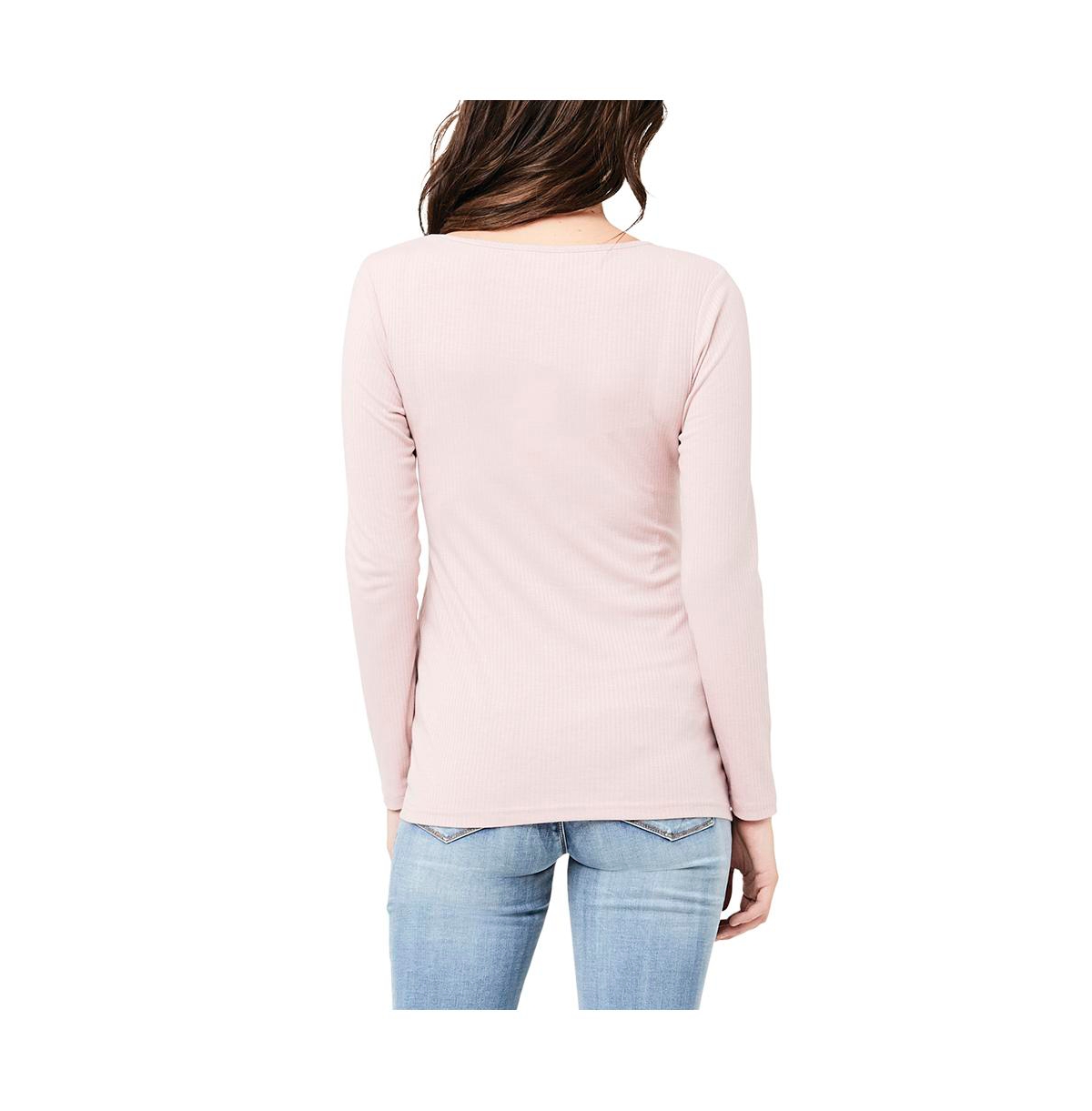 Ripe Maternity Maternity Tessa Long Sleeve Rib Up/Down Nursing Top- Dusty Pink