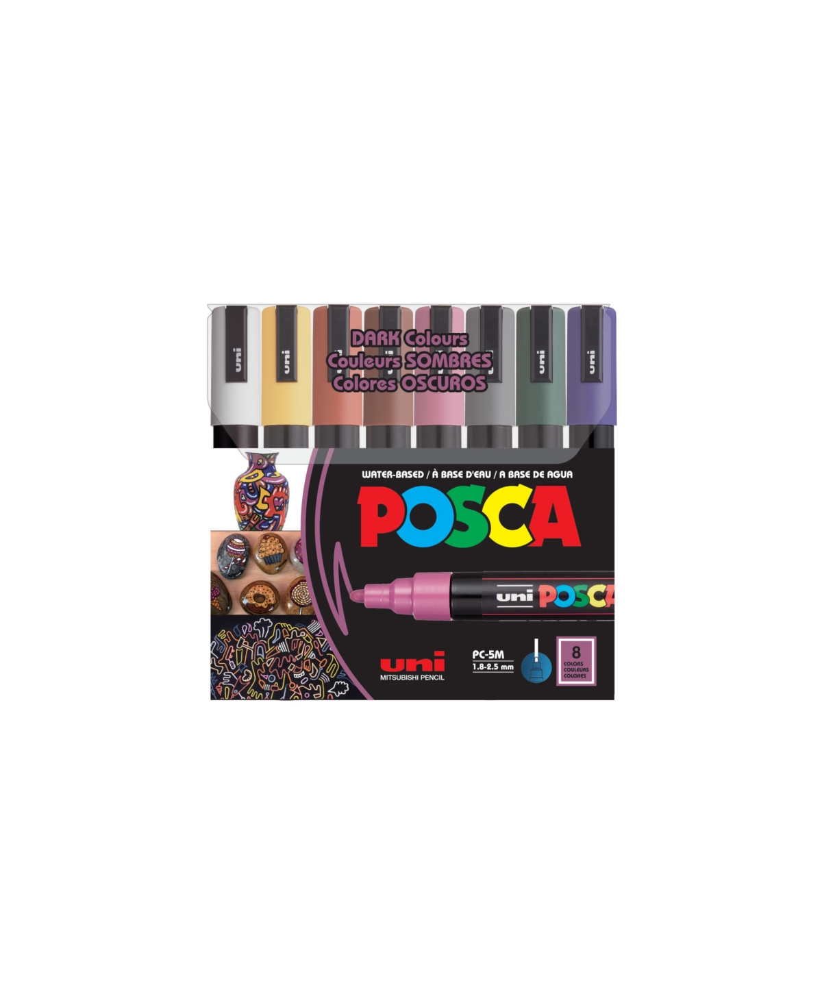 Posca Paint Marker Medium 8 Piece Dark Color Set,