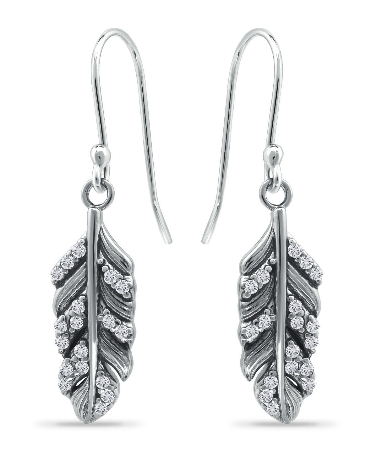 Giani Bernini Cubic Zirconia Pave Feather Drop Earrings In Sterling Silver