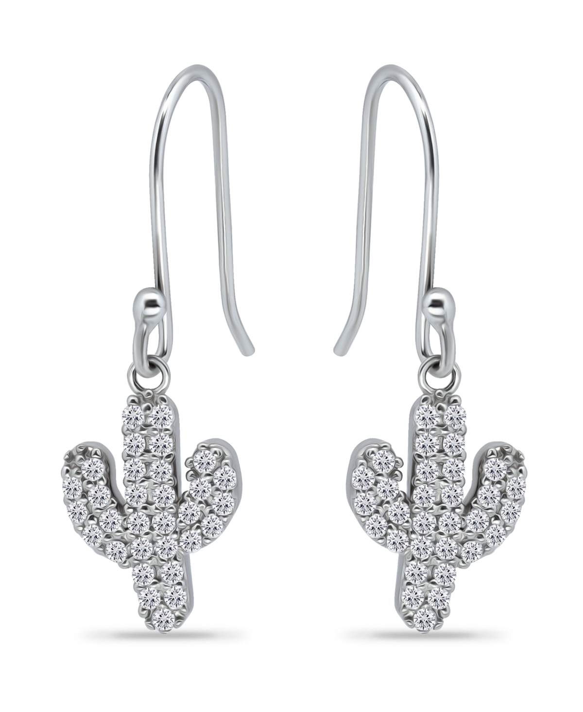 Giani Bernini Cubic Zirconia Pave Cactus Drop Earrings In Sterling Silver